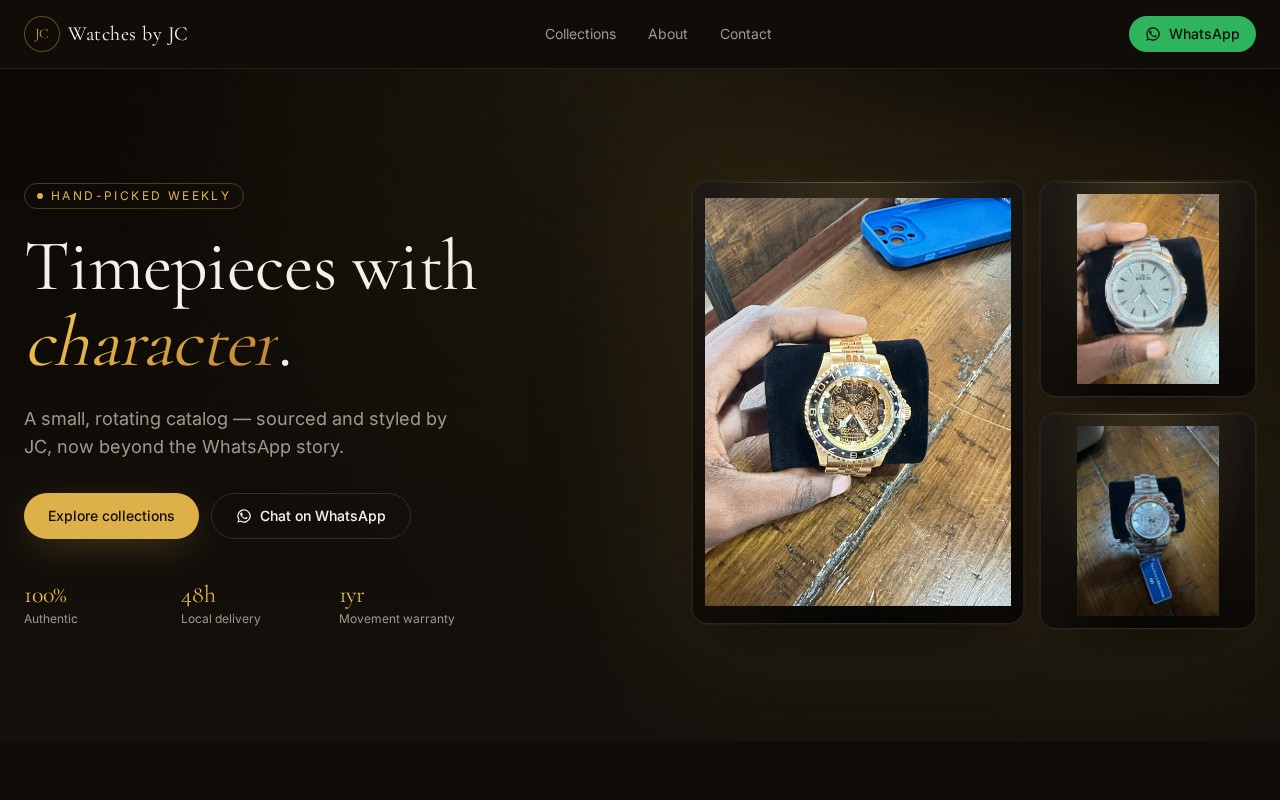 JC Watches website screenshot